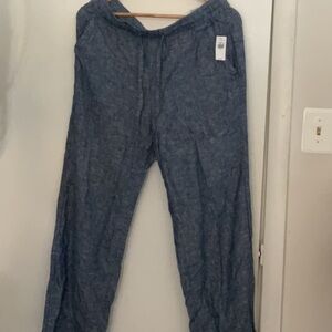 Women Solid Long Pants Women Casual Loose Cotton  Elastic Waist Wide Leg